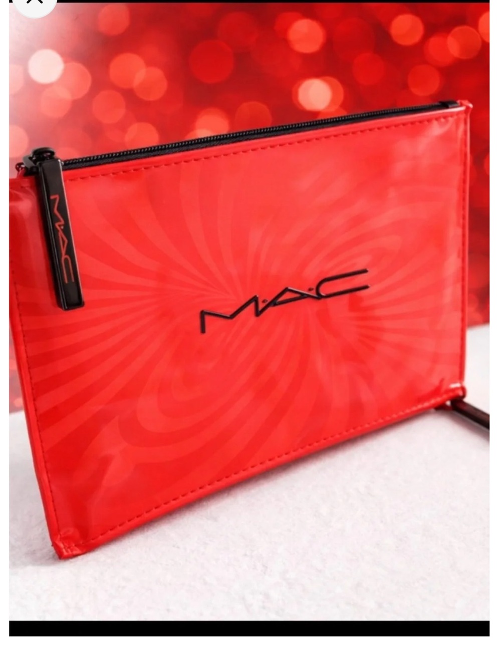 MAC Cosmetics ❤️🖤🚨Red 🚨🖤❤️ Patent Swirl Makeup Bag | Glossy Double Zip Pouch